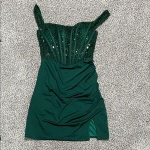 Elegant Green Beaded Homecoming Dress